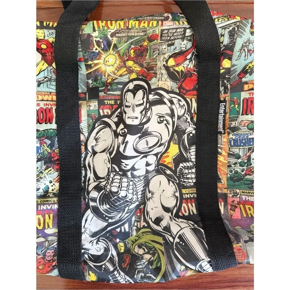 Entertainment Earth Marvel Iron Man Comic Book Print Duffle Bag Overnight Travel